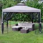 Havana Steel Gazebo with Mesh Curtain