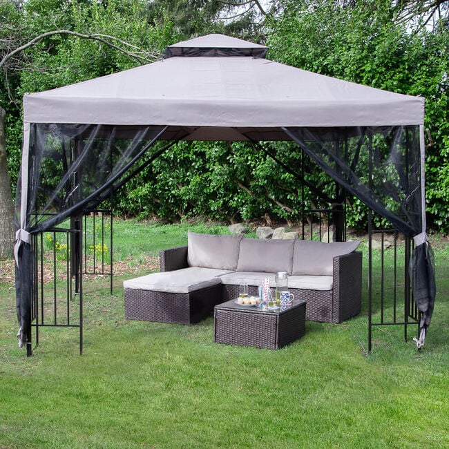 Havana Steel Gazebo with Mesh Curtain