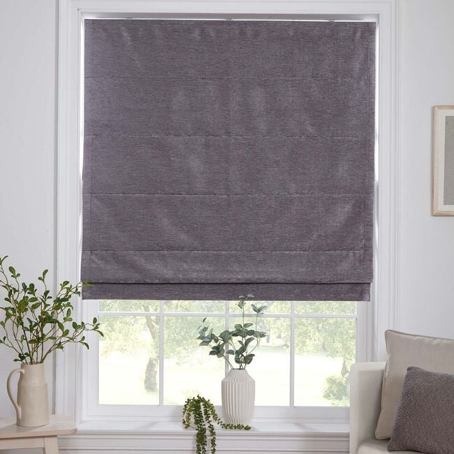 BLACKOUT & THERMAL TEXTURED SLATE 90X140cm Roman Blind