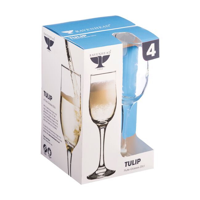 Ravenhead Tulip 200ml Flute Glass Set Of 4