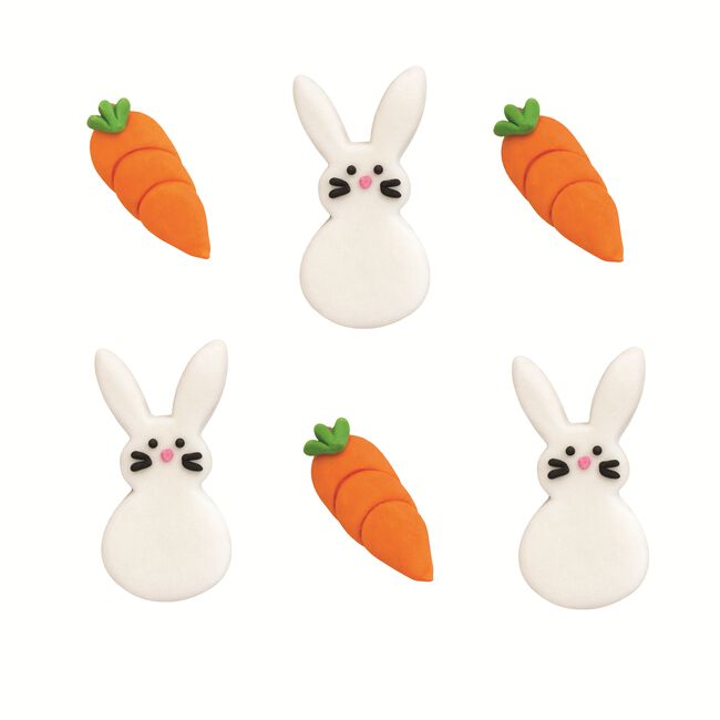 Edible Easter Bunnies & Carrots Sugar Topper