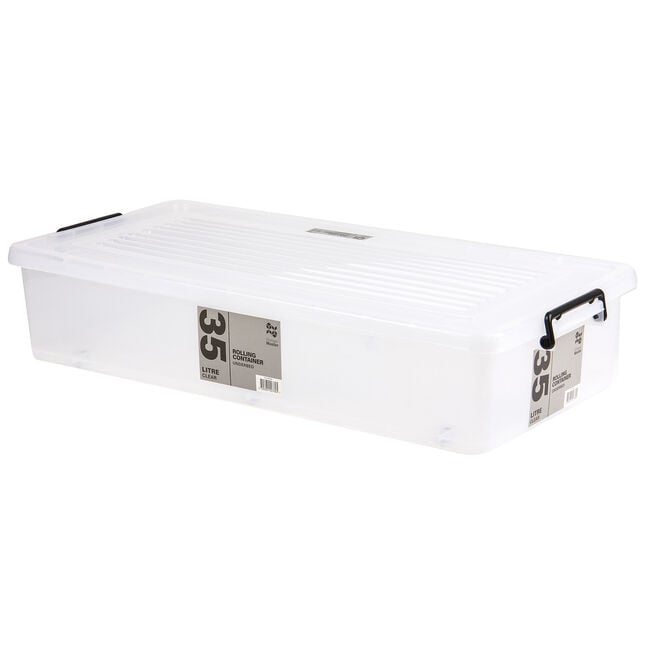 35L Rolling Under-Bed Storage Box w/Lid Clear