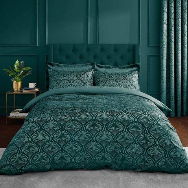 CATHERINE LANSFIELD SUPERKING DUVET COVER Art Deco Pearl Teal 