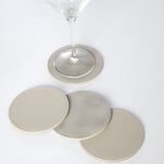 Reversible Round Bark Grey Coasters - 4 Pack