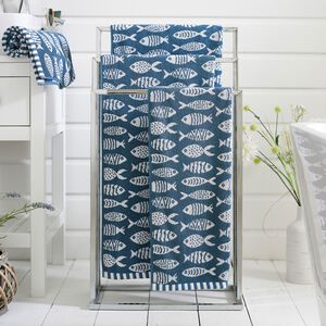 SMALL FISH 550GSM JACQUARD BLUE/WHITE Bath Towel