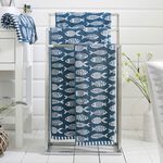 SMALL FISH 550GSM JACQUARD BLUE/WHITE Bath Sheet