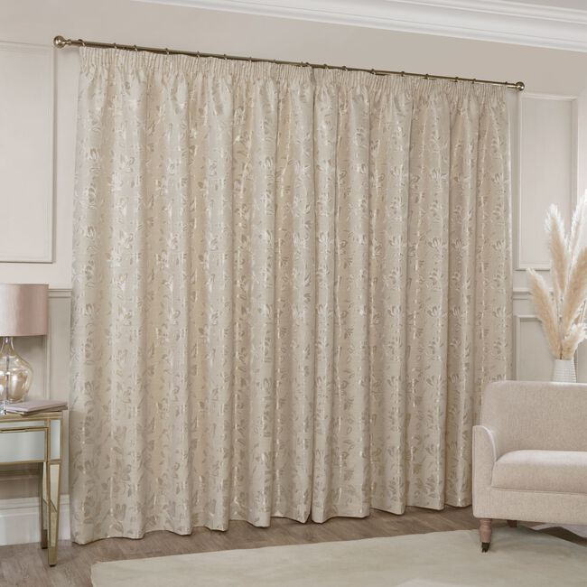 PENCIL PLEAT FLORAL JACQUARD SAND 66x 54 Curtain