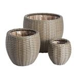 WICKER Small Round Plant Pot Grey