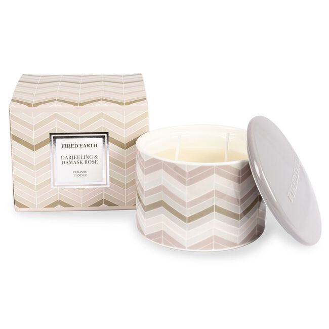Fired Earth Darjeeling & Damask Rose Large Candle