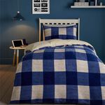 SINGLE DUVET COVER Bedlam Cosy Theo Check Blue