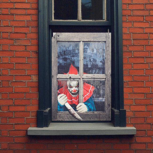 1.2m Clown With Knife In Window Print