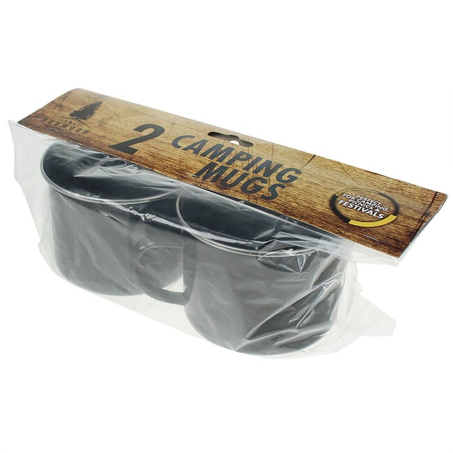 2 Black Camping Mugs