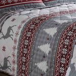 Fairisle Deer Bedspread 200cm x 220cm - Red/White