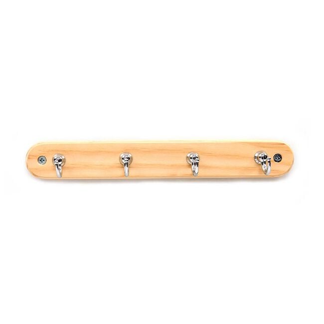 4 Round Hook Pine Wooden Board