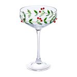 The Jolly Sleigh Holly Leaves Berries Coupe Glass