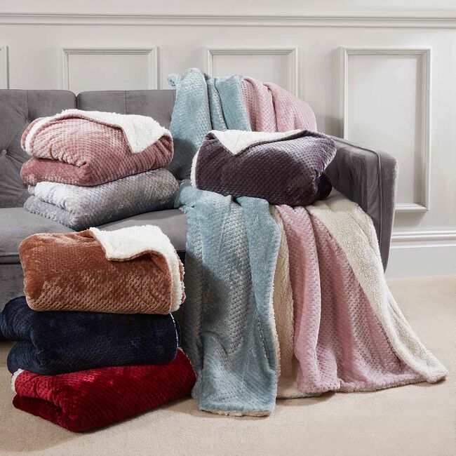 Nicole Day Waffle Sherpa Throw - Ice Grey