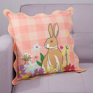 Blossom Lane Chequered Bunny Cushion 45cm x 45cm