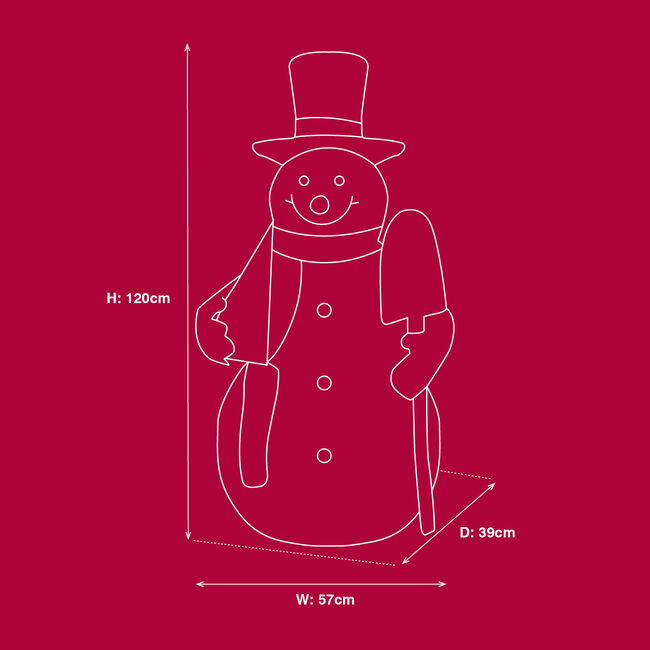 Light Up Snowman with Shovel 1.2m