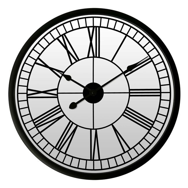 55.9cm Black Skeleton Mirror Wall Clock