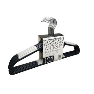Skinny 10 Pack  Black Hangers with Anti Slip