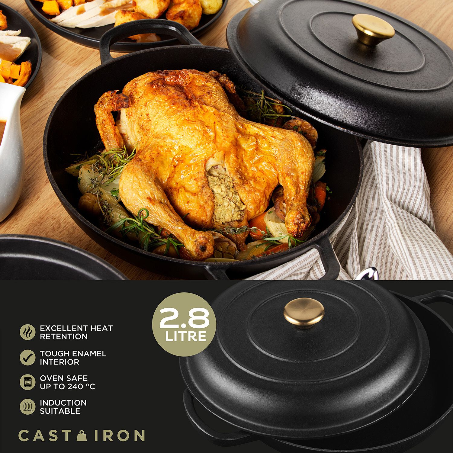Russell Hobbs Black Cast Iron Casserole Dish Home Store + More