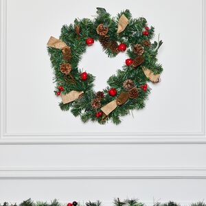 Apple & Pine Cone Red Christmas Wreath