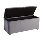 Large Grey Velvet Storage Ottoman