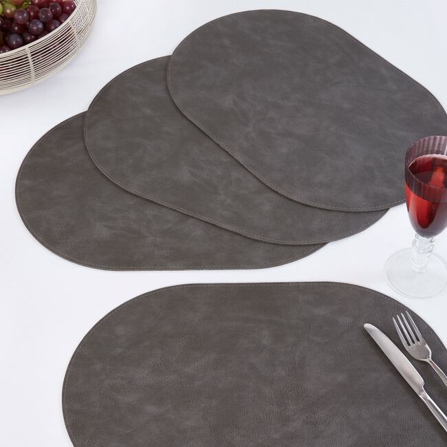 Oblong Placemats Charcoal 4 Pack