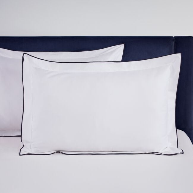 500 TC Contrast Pipe Oxford Pillowcase Pair - Navy