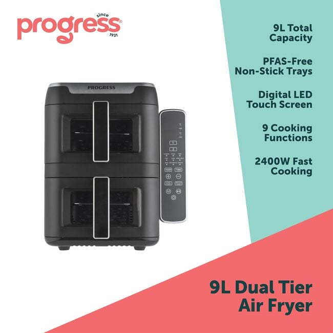 Progress Dual Tier 9L Air Fryer