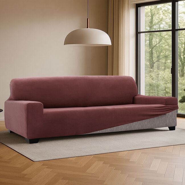 REGAL MILLS EASYSTRETCH VELVET BORDEAUX  4 Seater Sofa Cover