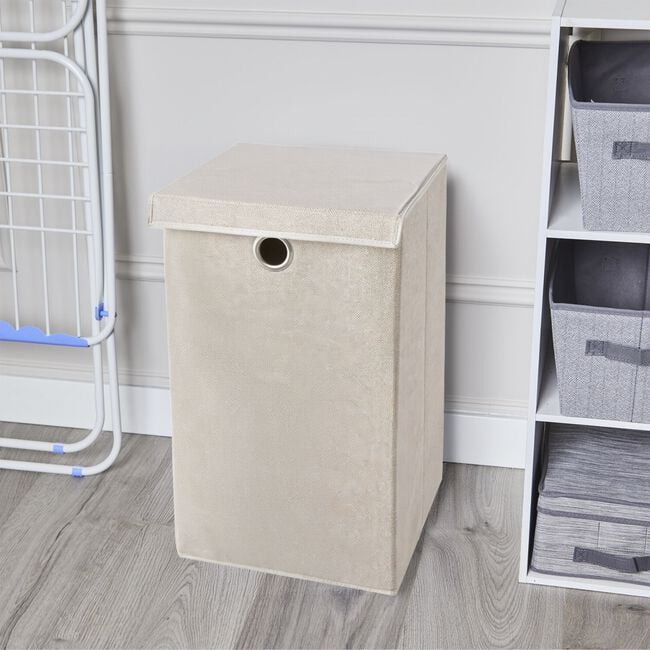 Tweed Beige Foldable Laundry Hamper