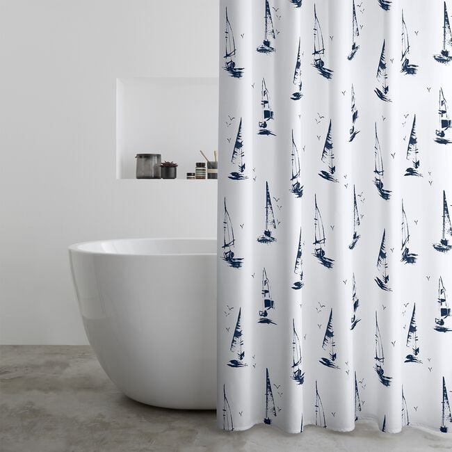 Catherine Lansfield Salcombe Boats Shower Curtain
