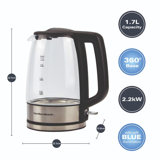 Hamilton Beach 1.7L Glass Kettle