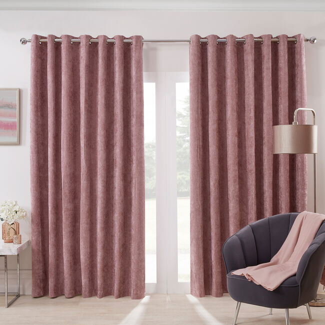 BLACKOUT & THERMAL HERRINGBONE BLUSH 66x54 Curtain