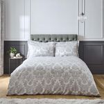 CATHERINE LANSFIELD SUPERKING DUVET COVER Damask Jacquard Silver 