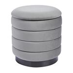 SMALL OVAL GREY VELVET Ottoman