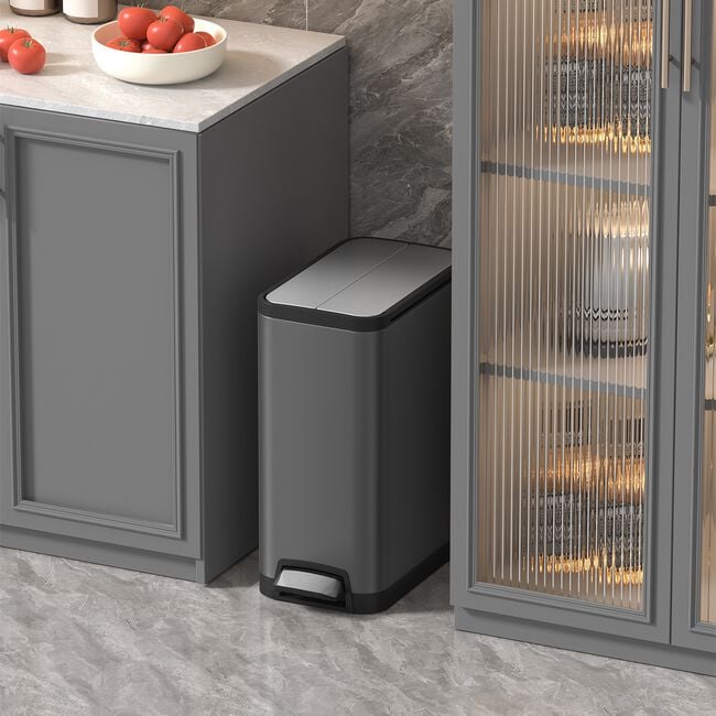 30L Java Titanium Grey Butterfly Opening Metal Bin