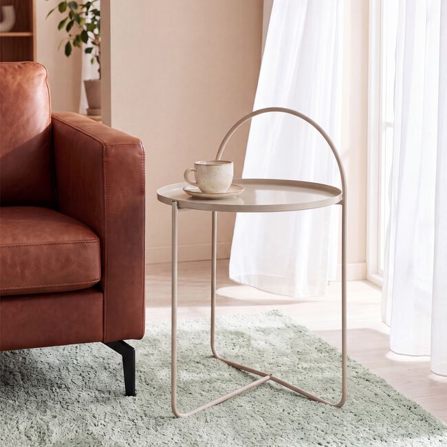 Beige Metal Side Table