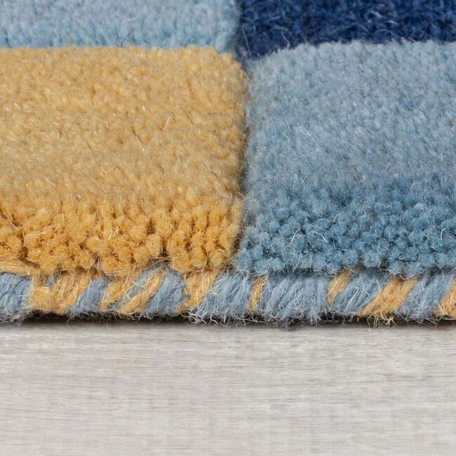 KAI WOOL BORDER BLUE/ YELLOW 120X170cm Rug