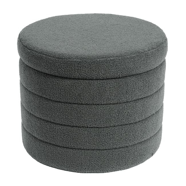 BOUCLE GREY FOLDING STORAGE Ottoman with Table