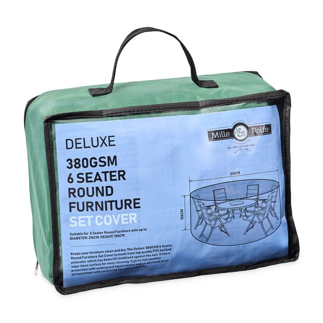 Deluxe 380GSM 6 Seater Round Furniture Set Cover 