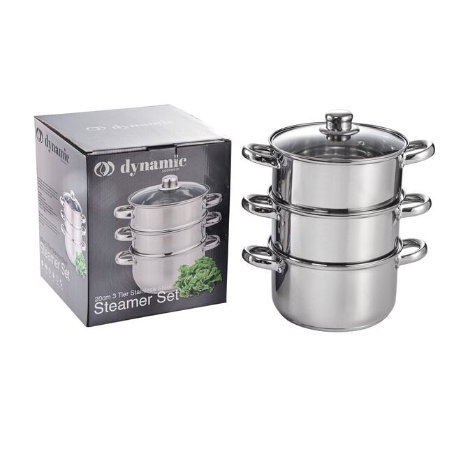 Dynamic Chef 20cm 3 Tier Food Steamer Pot Set
