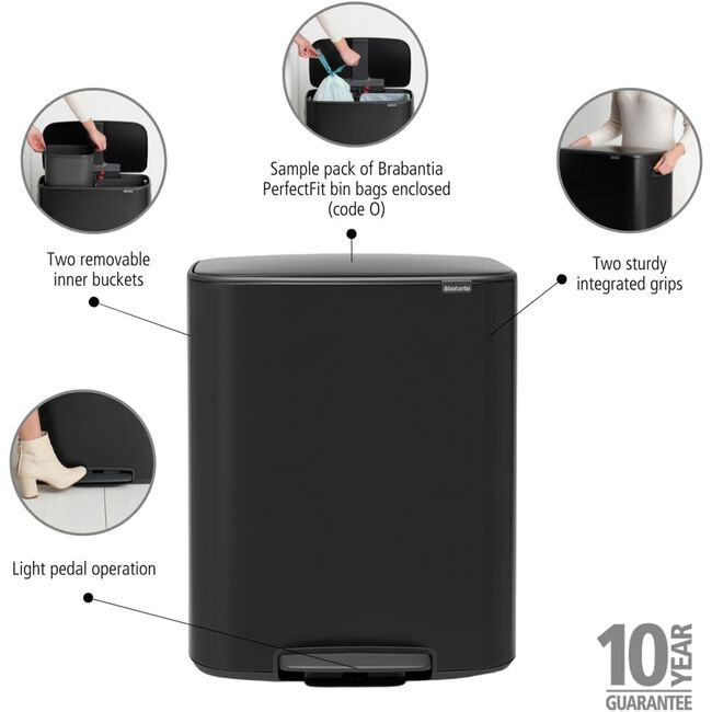 BRABANTIA 60L BLACK RECYCLING Bin