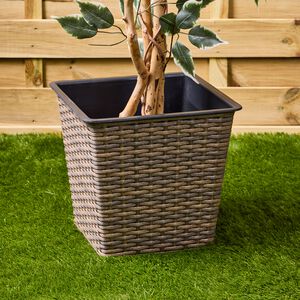 Rattan Square Plant Pot Natural