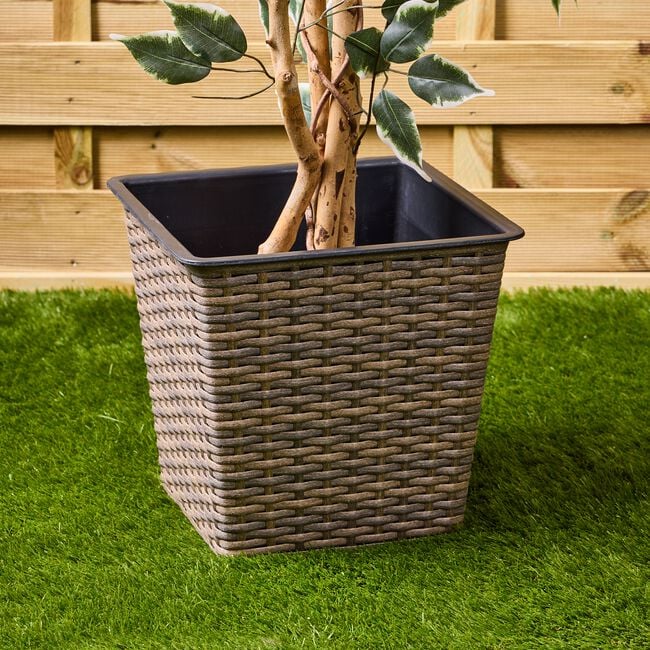 Rattan Square Plant Pot Natural