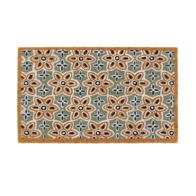 My Mat Sage Woodblock Coir Door Mat 45cm x 75cm