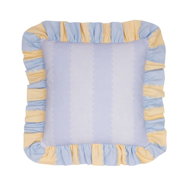 WYLDER BIRDIE STRIPE LEMON/SKY 45X45 Cushion