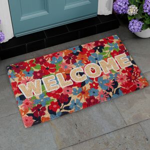 Floral Welcome Door Mat 40cm x 70cm