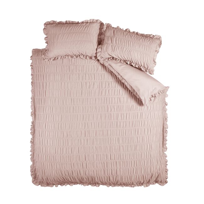 CATHERINE LANSFIELD SINGLE DUVET COVER Seersucker Frill Pink